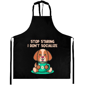 Discover Stop Staring I Dont Socialize Nerd Introvert Weird Aprons