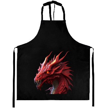 Discover red fierce dragon Aprons