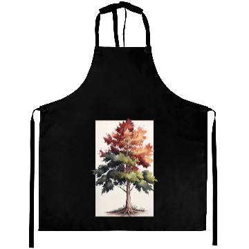 Discover Serene Watercolor Maple Tree Art Aprons