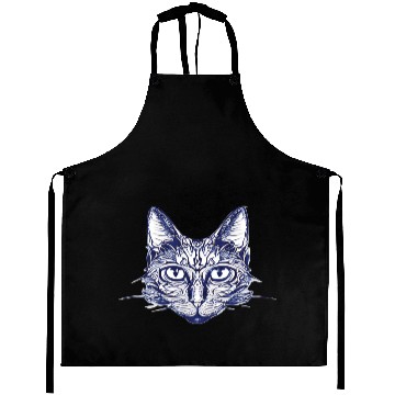 Discover Gothic black and white abstract cat Aprons