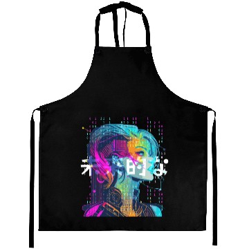 Discover Binary Cyberpop Girl Japanese Futurism Aesthetic Aprons