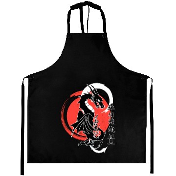 Discover Black dragon, red moon Aprons