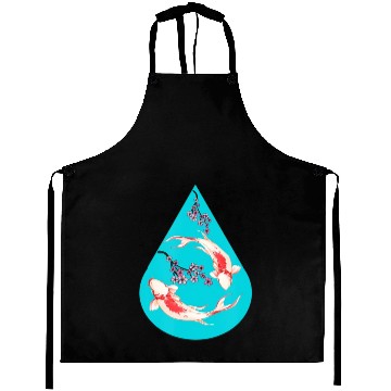 Discover Serenity Koi Fish Raindrop Cheri Blossom Zen Aprons