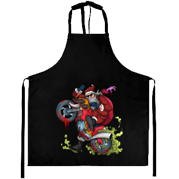 Discover Zombie Biker Santa Motorcycle Christmas Aprons
