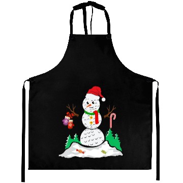 Discover Funny Golf Ball Snowman Balls Christmas Pajama Gif Aprons