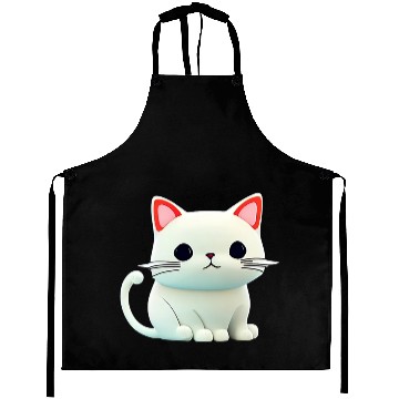 Discover The Feline Fantasy A White Cat Chibi Design Aprons