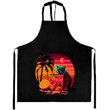 Discover Funny Cat Drinking Cocktail Cat Lover Aprons