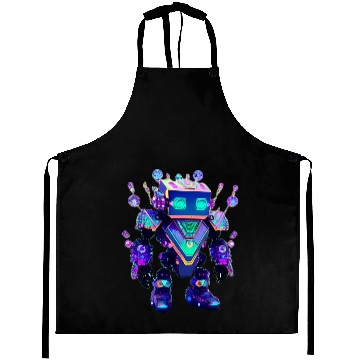Discover Gemstone Guardian Robot Made of Sparkling Crystals Aprons