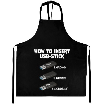 Discover How To Insert USB Stick Funny Programmer Meme Aprons