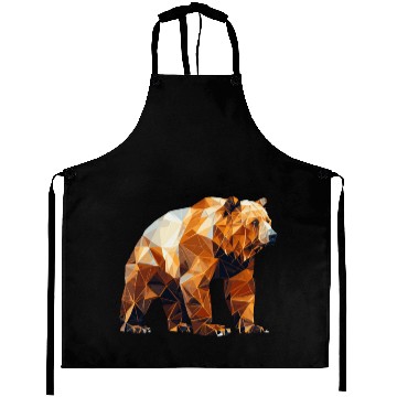 Discover Geometric Bear Head Abstract Polygonal Wild Animal Aprons