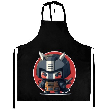 Discover Ninja warrior mech robot kawaii illustration Aprons