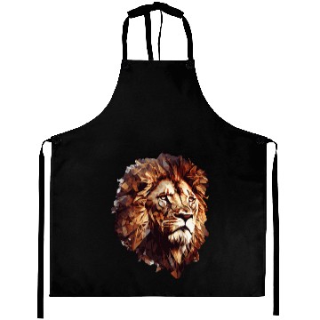 Discover Geometric Lion Head Abstract Polygonal Wild Animal Aprons