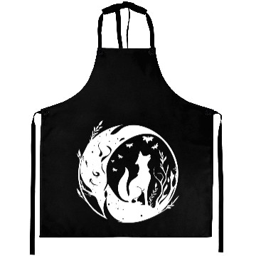 Discover Pretty Cute Tattoo Style Fox In The Moon Aprons
