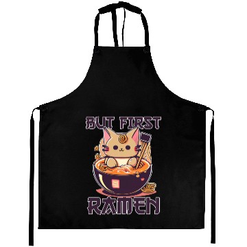 Discover But First Ramen Cat Japanese Tokyo Ramen Noodles Aprons