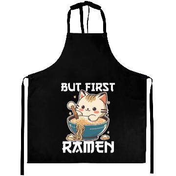 Discover But First Ramen Cat Japanese Tokyo Ramen Noodles Aprons