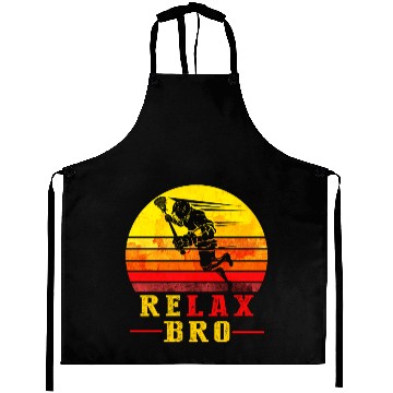 Discover Relax Bro Lacrosse Player Gift in Retro Vintage Aprons