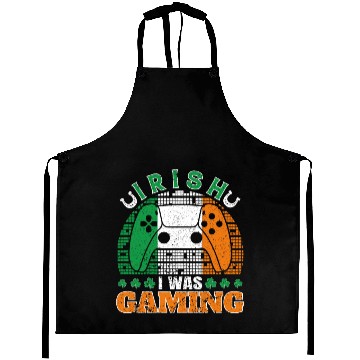 Discover Irish I Was Gaming St Patrick's Day Gamer Aprons