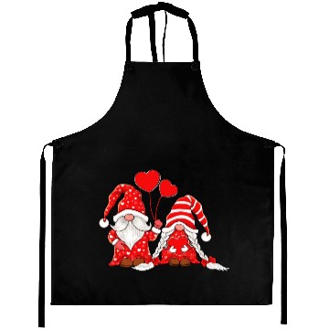 Discover Gnomes Couple Holding Hearts Love Pattern Aprons