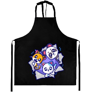 Discover cute animal cartoon icon illustration Aprons