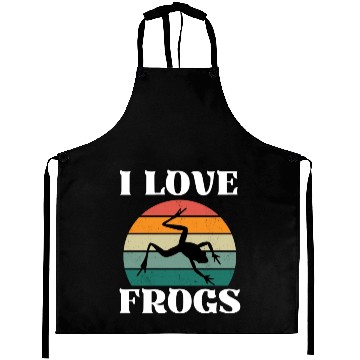 Discover I LOVE FROGS RETRO SUNSET Aprons