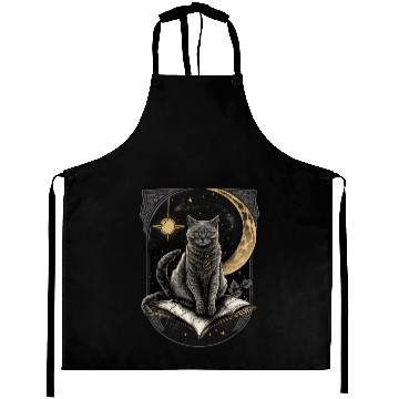 Discover The Moon Tarot Card Celestial Cat Occult Ritual Aprons