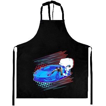 Discover Funny Cat Racing Car Graphic Aprons