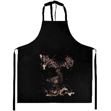 Discover Deer Cherry blossoms Sakura tree Sumie Aprons
