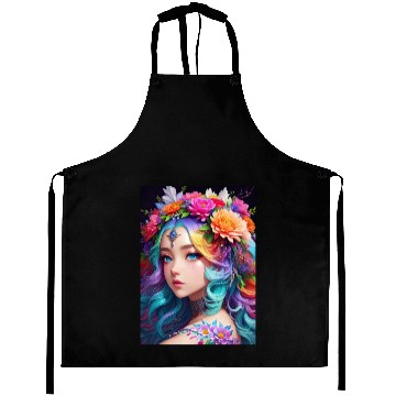 Discover Spring Girl with a bouqet of flowers garland #8 Aprons