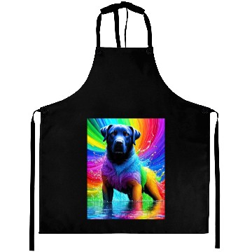Discover Labrador Retriever with rainbow splashes of colors Aprons
