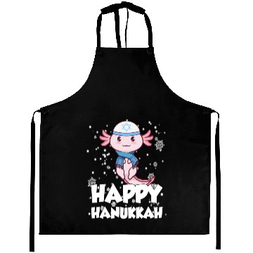 Discover Happy Hanukkah Axolotl Kawaii Cute Axolotl Lover Aprons