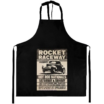 Discover Vintage Hot Rod Classic Drag Racing Poster Aprons