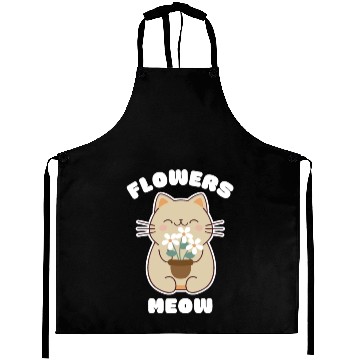 Discover Cute cat and flowers, meow! Aprons