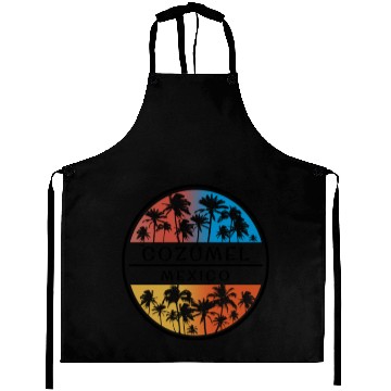 Discover Cozumel Mexico Palm Tree Stylish Vacation Souvenir Aprons