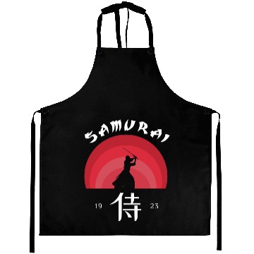 Discover Samurai silhouette japanese kanji Aprons
