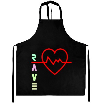 Discover Rave with heart beat logo Aprons