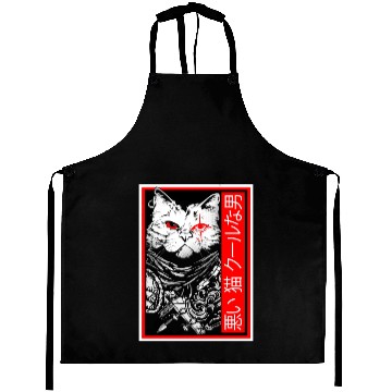 Discover Samurai Cat: "Bad Cat, Cool Dude" with Japanese Te Aprons