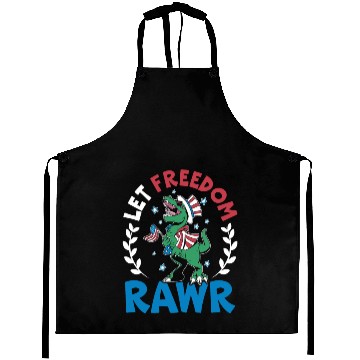 Discover Let Freedom Rawr Dinosaur America USA 4th Of July Aprons