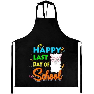 Discover Last Day Of School Alpaca Llama With Sunglasses Aprons