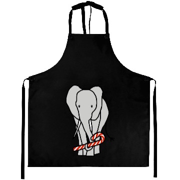 Discover Christmas Elephant Holding Candy Cane Aprons