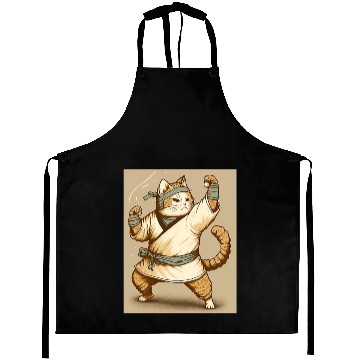 Discover Cat Ninja Anime Style Cat Lover Aprons