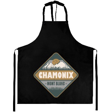 Discover Chamonix Mont Blanc France Vintage Hiking Design Aprons