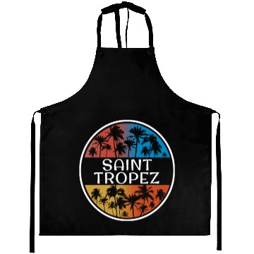 Discover Saint Tropez Stylish Vacation Souvenir Palm Tree Aprons