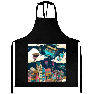 Discover Paradise Cartoon Imagination Dream City Aprons