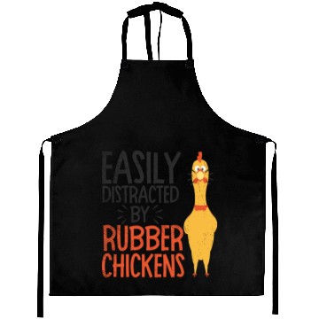 Discover Rubber Chicken Enthusiast Loud Scream Yellow Aprons