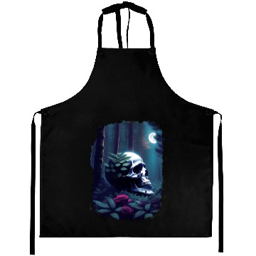 Discover Skull and rose moonlight gothic themed art Aprons
