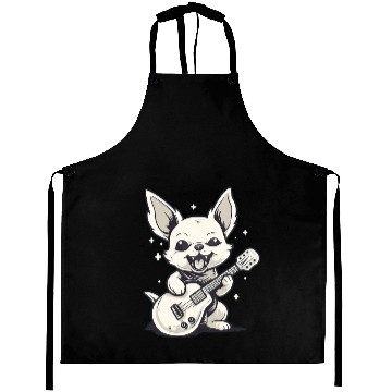 Discover A cute puppy with a guitar Aprons