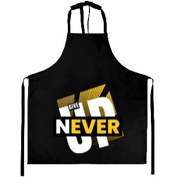 Discover White Yellow Typography Never Give Up Aprons
