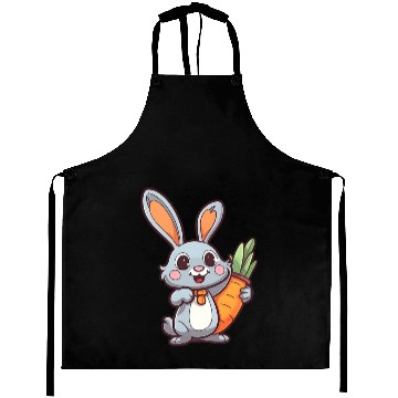 Discover Carrot-Loving Easter Bunny: Cute 2D Design Aprons