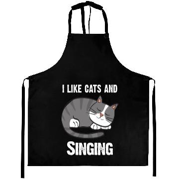 Discover I Like Cats And Sing - Gift For Cat Lovers Aprons