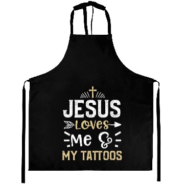 Discover Jesus Loves Me & My Tattoos Aprons